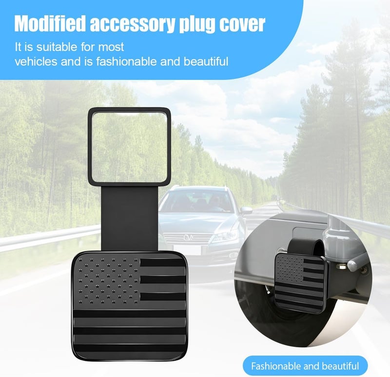 Sandfren 2 Inch Trailer Hitch Cover, American Flag Vehicle Square Mouth Protection Hook Dust-Proof Plug Cap, Auto Receiver Tube Hitch Plug Insert Accessories, Universal for SUV Truck RV (Black Trim - Image 5